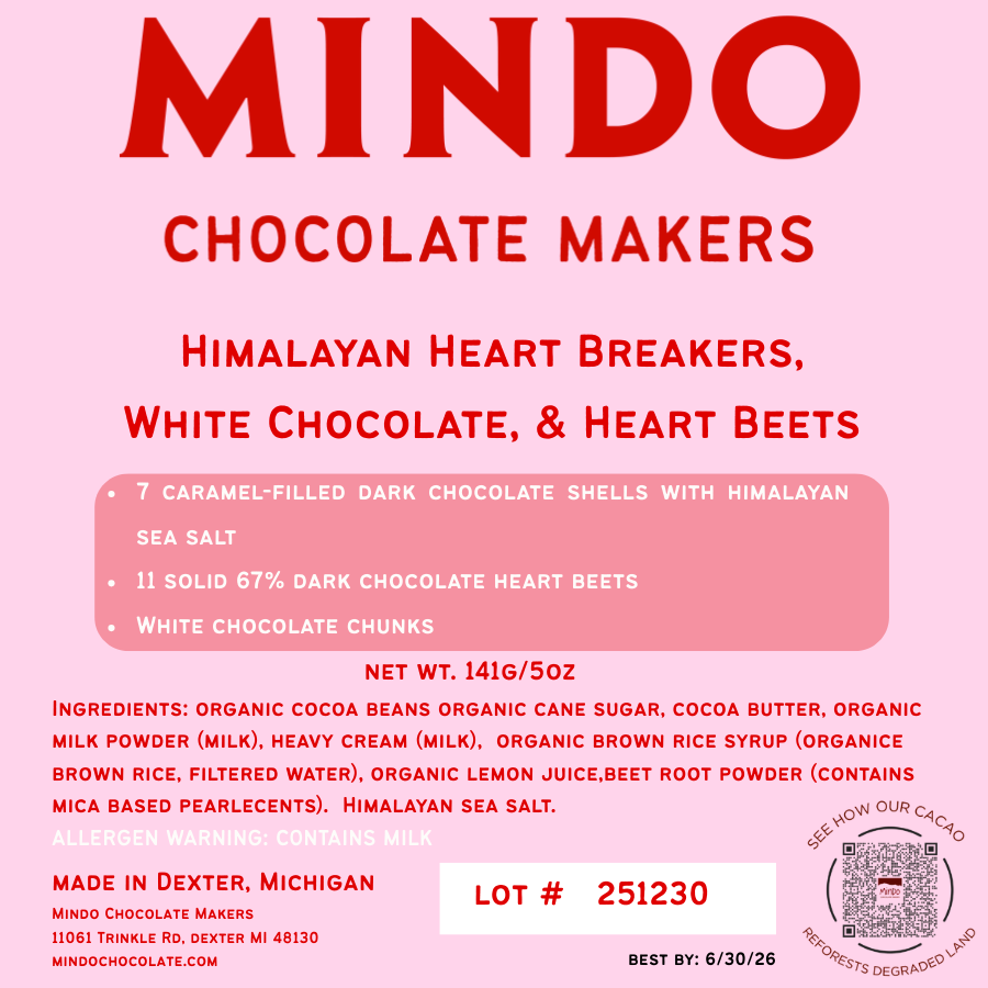 Valentine's Day Heart Shaped Box - 7 heartbreakers, 11 heartbeets, 6 white chocolate's