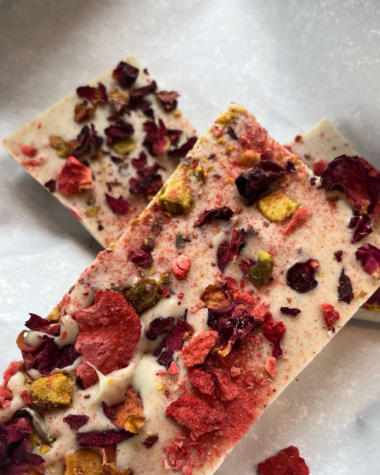 Strawberry, Rose & Coconut White Chocolate Bark