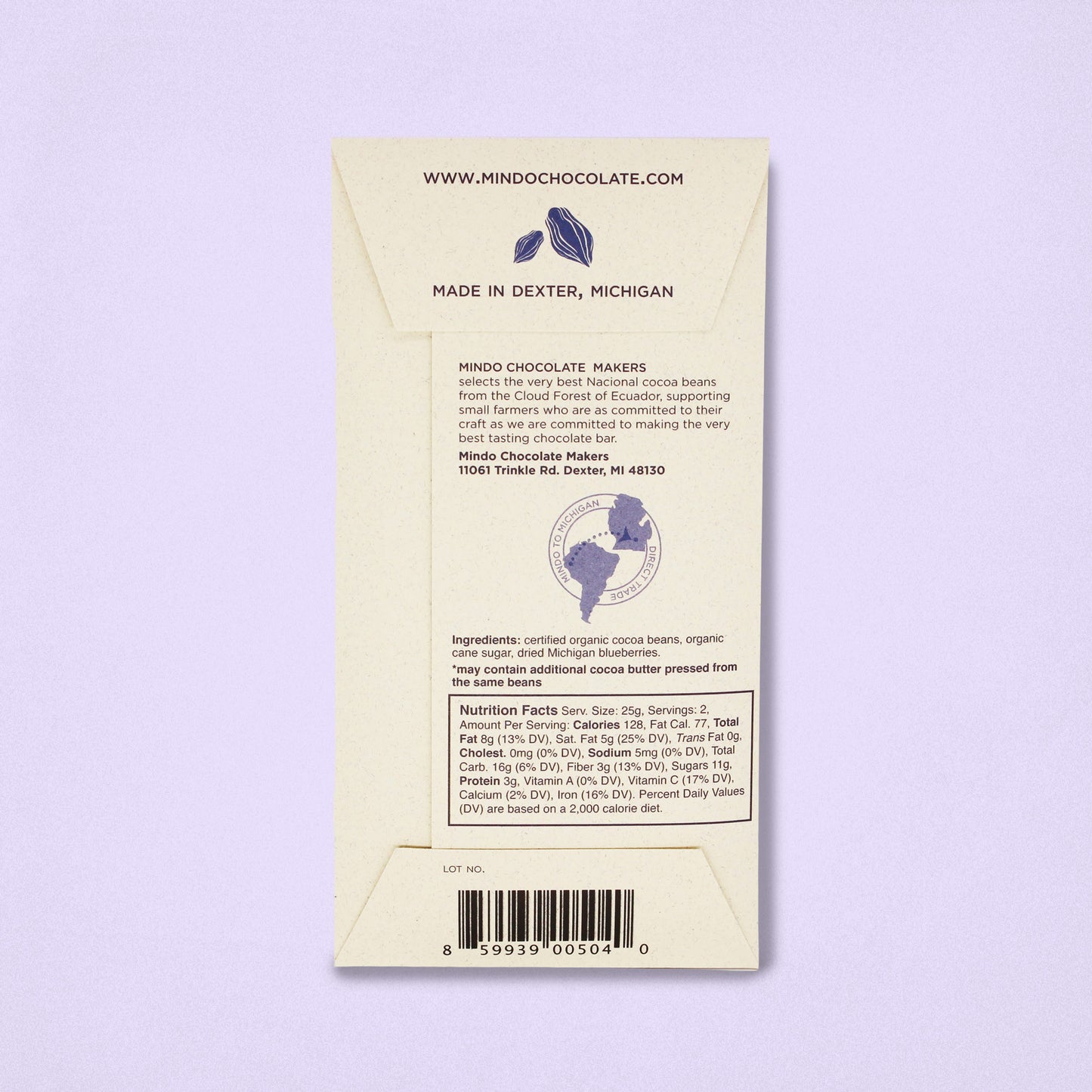 67% Chocolate "Michigan Blueberry" Bar