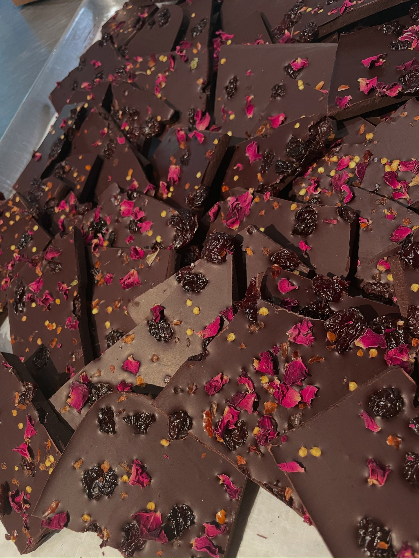 Dark Chocolate "Chili, Cherry & Rose" Bark