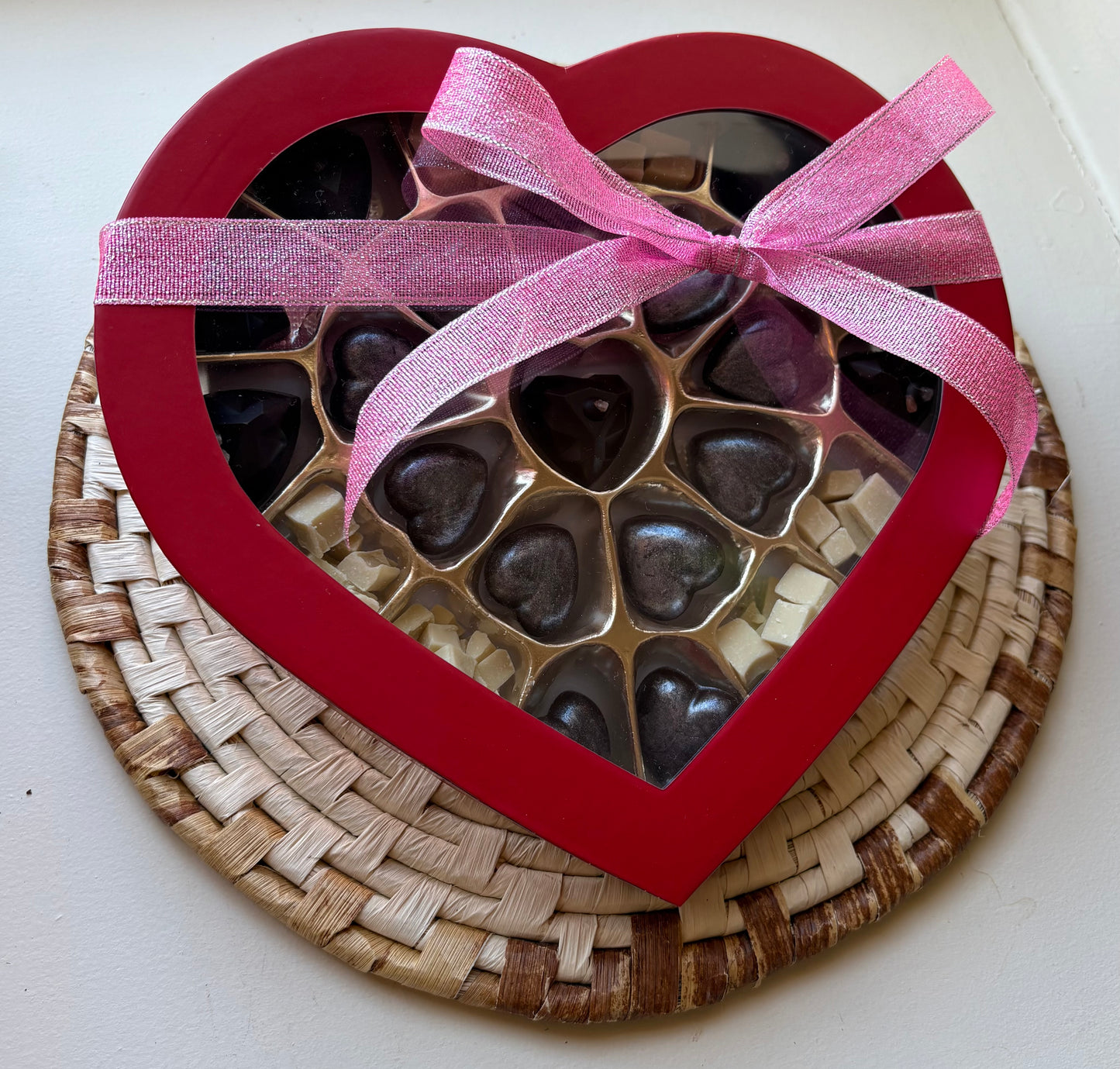 Valentine's Day Heart Shaped Box - 7 heartbreakers, 11 heartbeets, 6 white chocolate's